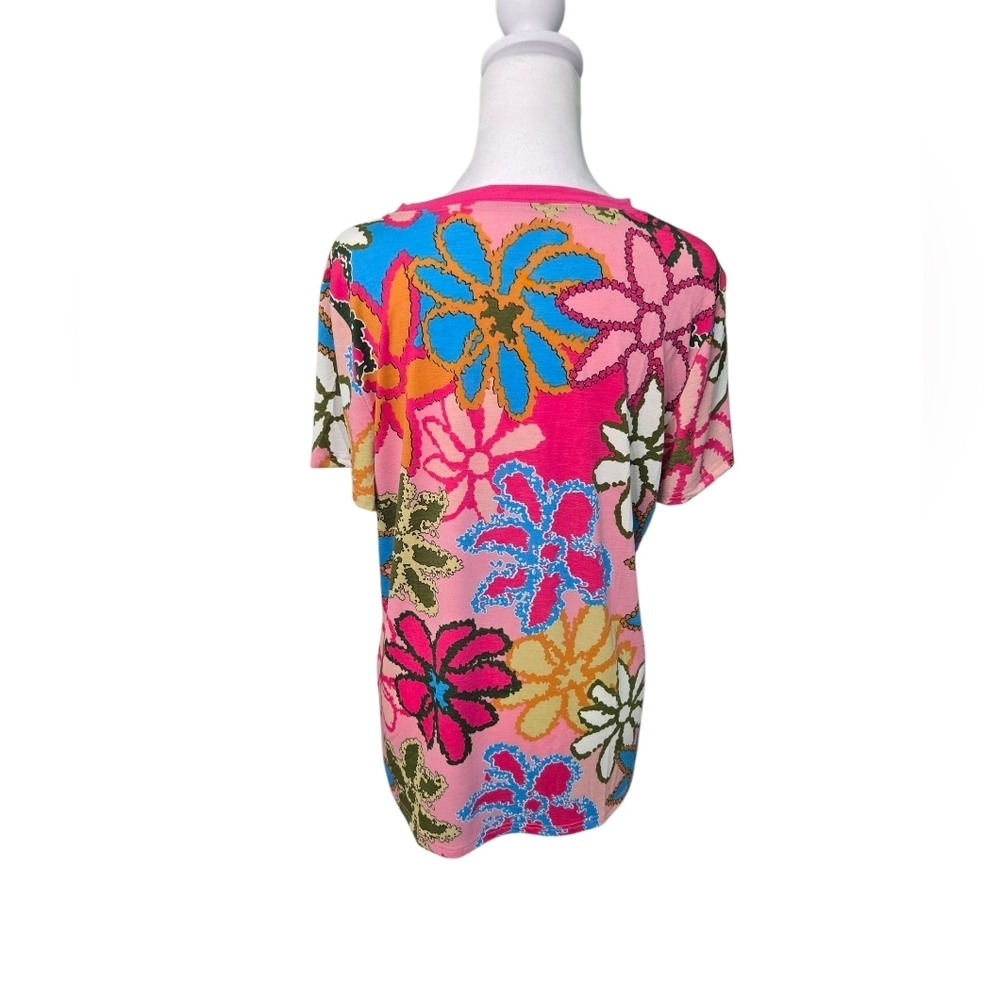 Floral Multicolor Women's Top Size L - Picture 3 of 6